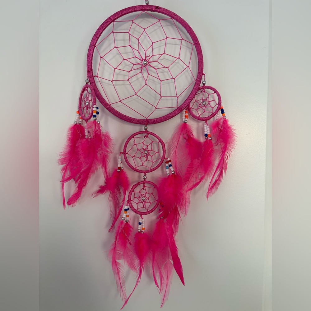Bright Pink Feather Dreamcatcher